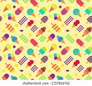 Ice cream pattern seamless geometric design . Kids cartoon decoration series.
