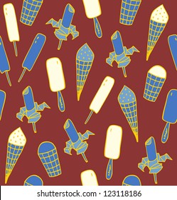 Ice cream pattern. Seamless winter background