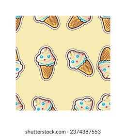 Ice Cream Pattern Sticker Vector Illustration