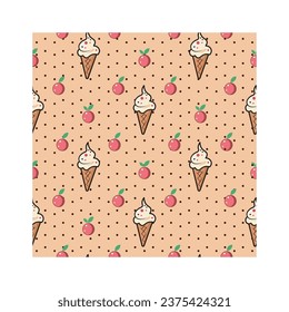 Ice Cream Pattern Sticker Vector Illustration