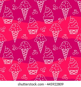 ice cream pattern with striped background