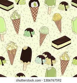 Ice cream pattern. Summer background. Sweet delicious summer collection.
