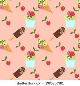 Ice cream pattern. Vector illustration