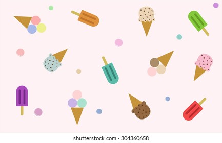 Ice cream pattern, vector illustration, creative, background wallpaper, abstract