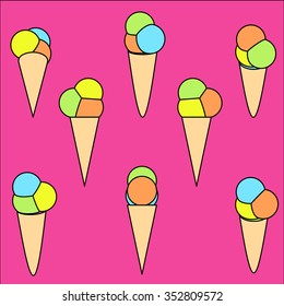 Ice cream pattern. Vector Illustration.