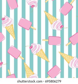 ice cream, pattern, vector, illustration