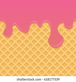 Ice cream pattern cream and waffle texture vector illustration.