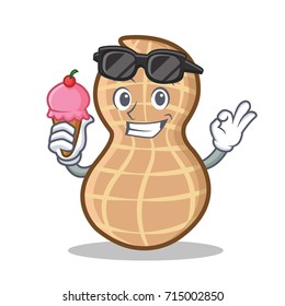 With ice cream peanut character cartoon style