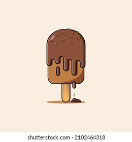 Ice cream peanut chocolate melted icon illustration