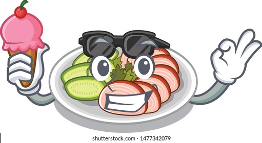 With ice cream peking dunking isolated in the cartoon