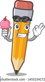 With ice cream pencil isolated with in the mascot