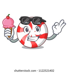With ice cream peppermint candy character cartoon
