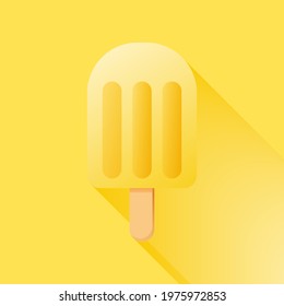 Ice cream picture. Vector picture. Ice cream stick icon. Yellow Ice cream.