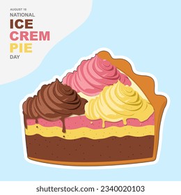 Ice pastel vectorial ilustración de postre ligero con trazo blanco y fondo fresco aislado para celebrar el Día Nacional del Pie de Helado el 18 de agosto. Diseño de plantilla adecuado para cualquier diseño.