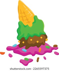 ice cream pile upside down illustration
