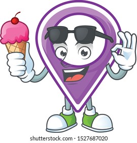 With ice cream pin location icon for direction clue