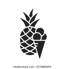 ice cream and pineapple icon. summer dessert symbol. isolated vector image in simple style