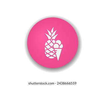 Eiscreme und Ananas runde Ikone. Sommer-Dessert-Symbol. Vektor-Farbdarstellung für Urlaubsdesign
