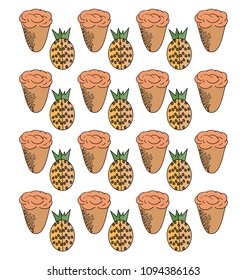 ice cream with pineapple taste. ice cream and pineapple pattern. packaging