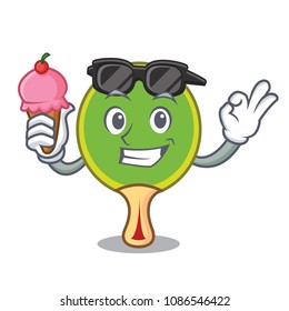 With ice cream ping pong racket character cartoon