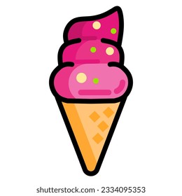 Ice cream pink icon. Cartoon of ice cream pink vector icon for web design isolated on white background