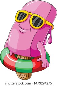  ice cream pink with inflatable swimming pool float
