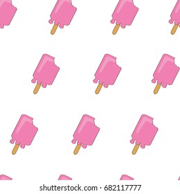 Ice cream pink vector seamless pattern
