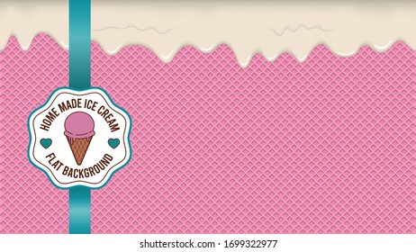 ice cream pink wafer background