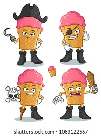 ice cream pirate mascot vector cartoon illustration