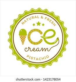 Ice Cream Pistachio. Type illustration. Design template elements for labels, logos, badges, stickers or icons. 