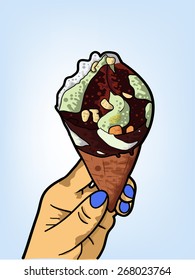 ice cream with pistachios.