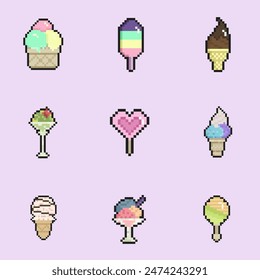 ice cream pixel art for dynamic digital projects and designs.