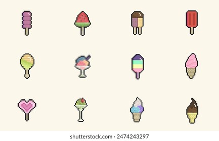 ice cream pixel art for dynamic digital projects and designs.