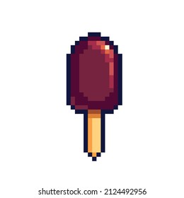 Ice cream pixel art icon. Frozen candy logo. 8-bit sprite. Gelato, sorbet, sundae. Game development, mobile app.  Isolated vector illustration