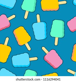  Ice cream pixel art pattern seamless. 8 bit vector illustration


