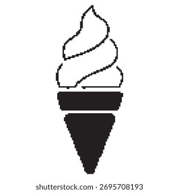 ícone de pixel de sorvete, 8 bits. Ilustração vetorial em um fundo branco.