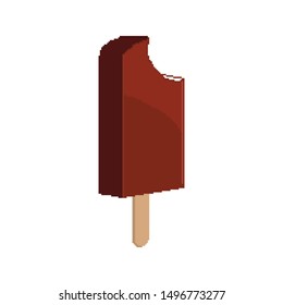 Ice cream pixel icon. Old school computer graphic style. Vector illustration pixel art ice cream.