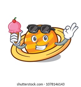 With ice cream planet saturnus character cartoon