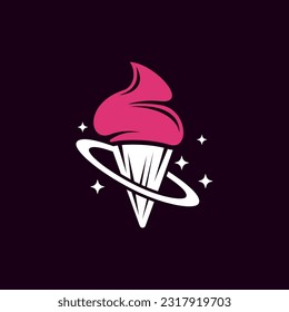 Ice Cream Planet Vector Icon Illustration design template, Food Space Icon Concept Isolated Premium Vector.
