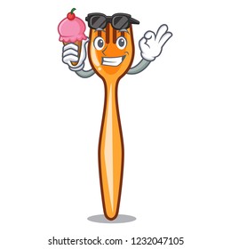 With ice cream plastic fork cartoon with the isolated