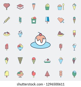 ice cream in plate colored dusk style icon. Ice cream icons universal set for web and mobile