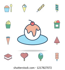 ice cream in plate colored icon. Ice cream icons universal set for web and mobile