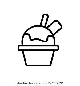 Ice crema, icono de placa. Línea simple, contorno vectorial elementos de iconos dulces congelados para ui y ux, sitio web o aplicación móvil