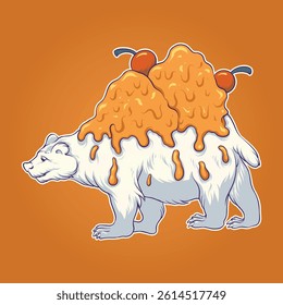 Ice Cream Polar Bear Illustration for your work logo, merchandise t-shirt, stickers and label designs, poster, greeting cards advertising business company