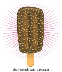 ice cream pop with nuts on a pink star