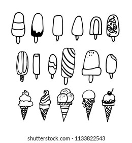 ice cream, Pops, ice cream, set, drawing