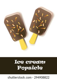 Ice cream popsicle with almonds - EPS10