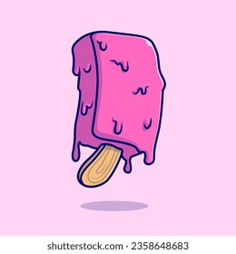 Ice Cream Popsicle Cartoon Vector Icon Illustration. Food Drink Icon Concept Isolated Premium Vector. Flat Cartoon Style