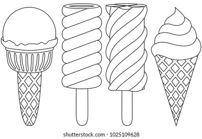 Download Ice Cream Cone Coloring Page High Res Stock Images Shutterstock