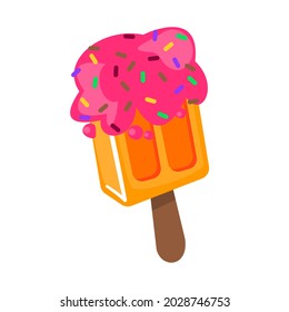 ice cream popsicle covered with cream